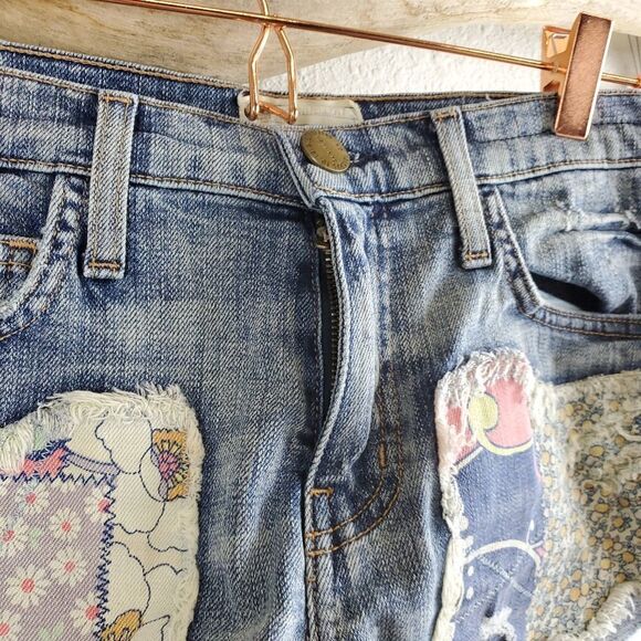 Current/Elliott Blue Patchwork Jean Shorts - Picture 8 of 14